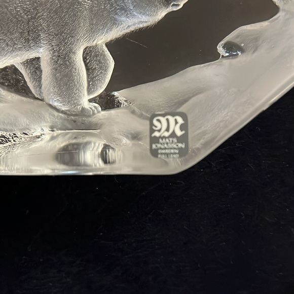 Polar Bear Glasbruk chiseled etched Paperweight Sweden Mats Jonasson signed Deco - Picture 5 of 8